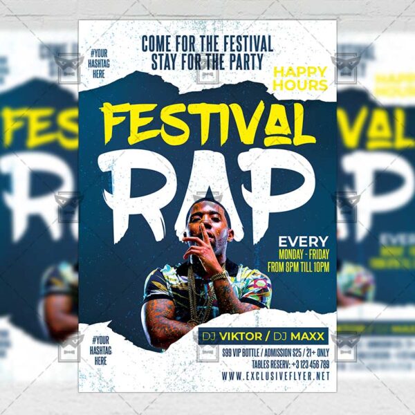 Rap Festival Template Flyer PSD + Instagram Ready Size