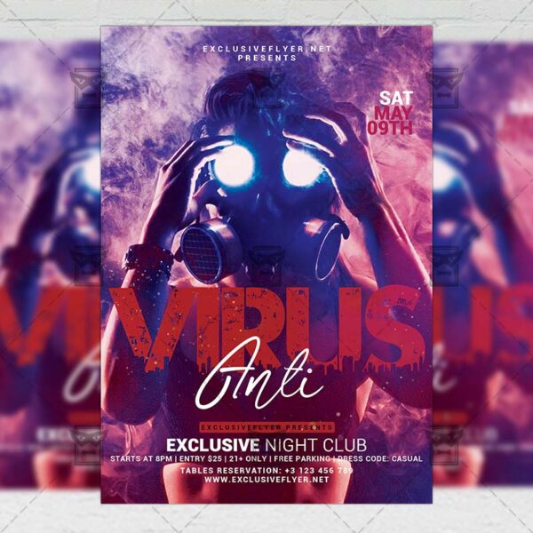 Anti Virus Online Party - Flyer PSD Template