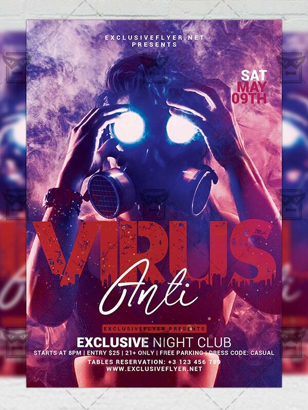 Anti Virus Online Party - Flyer PSD Template