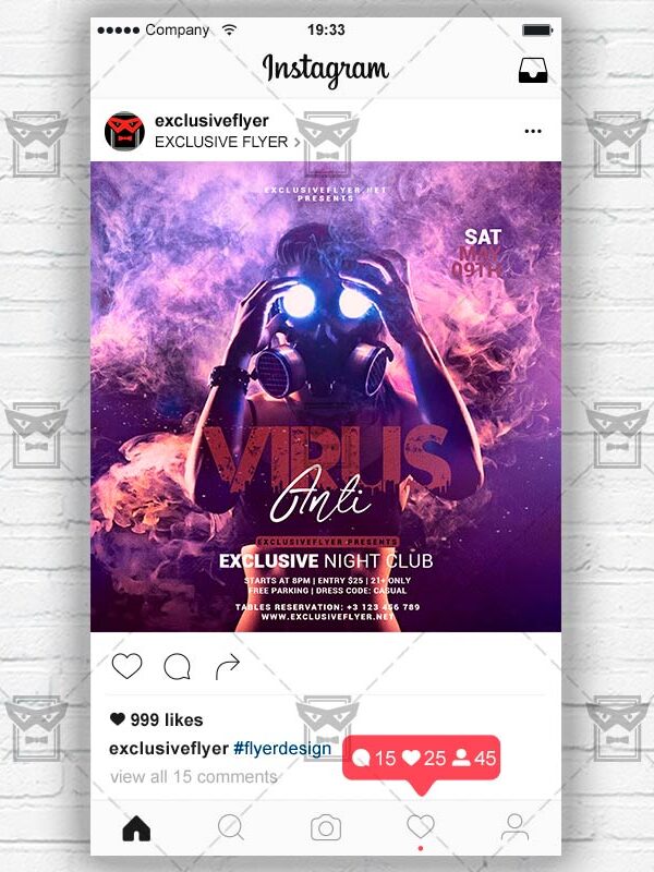 Anti Virus Online Party Flyer PSD - Optimized for Instagram