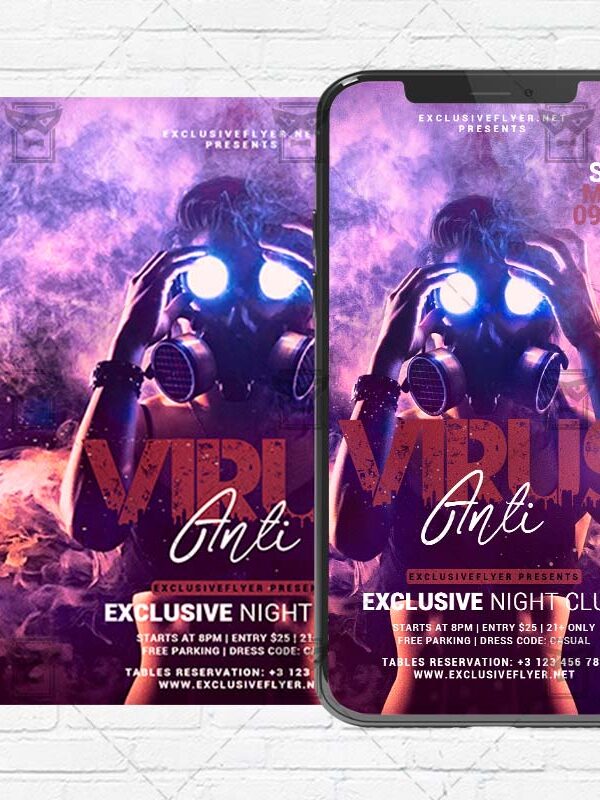 Anti Virus Online Party Flyer PSD - Optimized for Instagram
