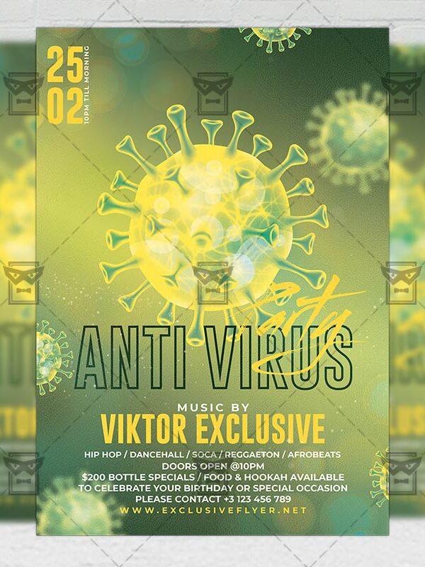 Anti Virus Party - Flyer PSD Template