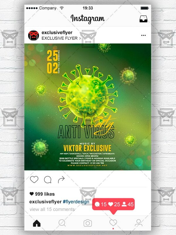 Anti Virus Party Flyer PSD - Optimized for Instagram