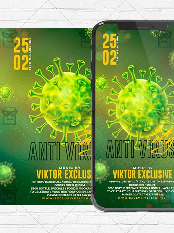 Anti Virus Party Flyer PSD - Optimized for Instagram