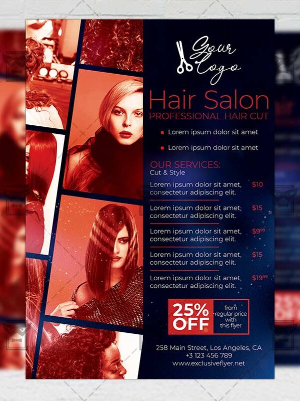 Hair Dresser - Flyer PSD Template