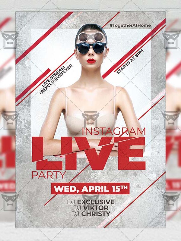 Instagram Live Party Template - Flyer PSD + Instagram Ready Size