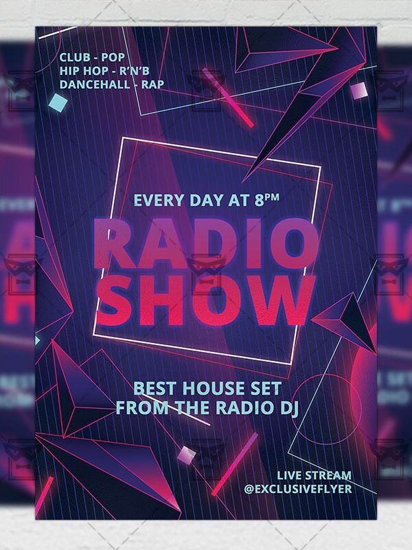 Live Radio Show Template - Flyer PSD Optimized for Instagram