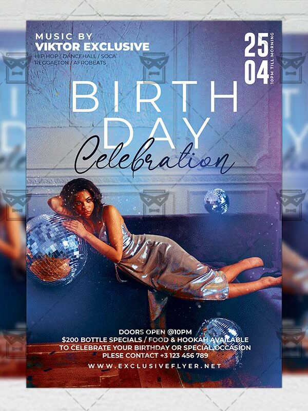 Online Birthday Celebration Template - Flyer PSD Optimized for Instagram