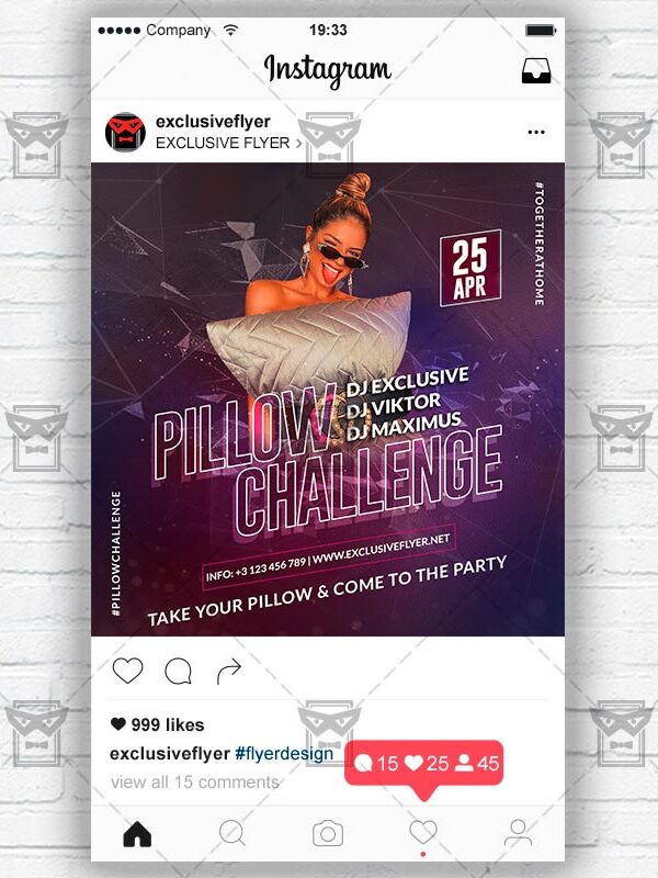 Pillow Challenge Flyer PSD - Optimized for Instagram