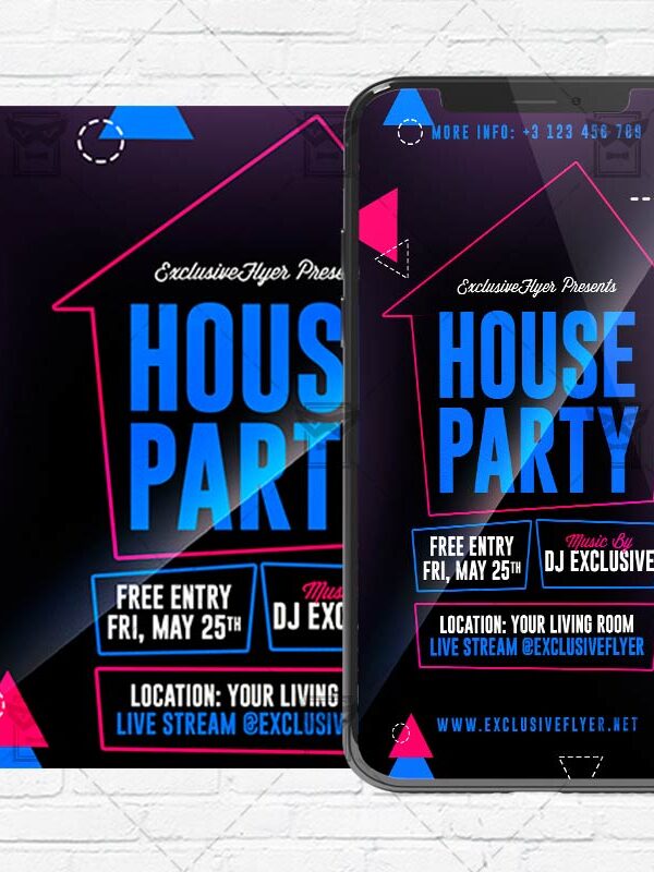 Stay Home Party Flyer PSD - Optimized for Instagram