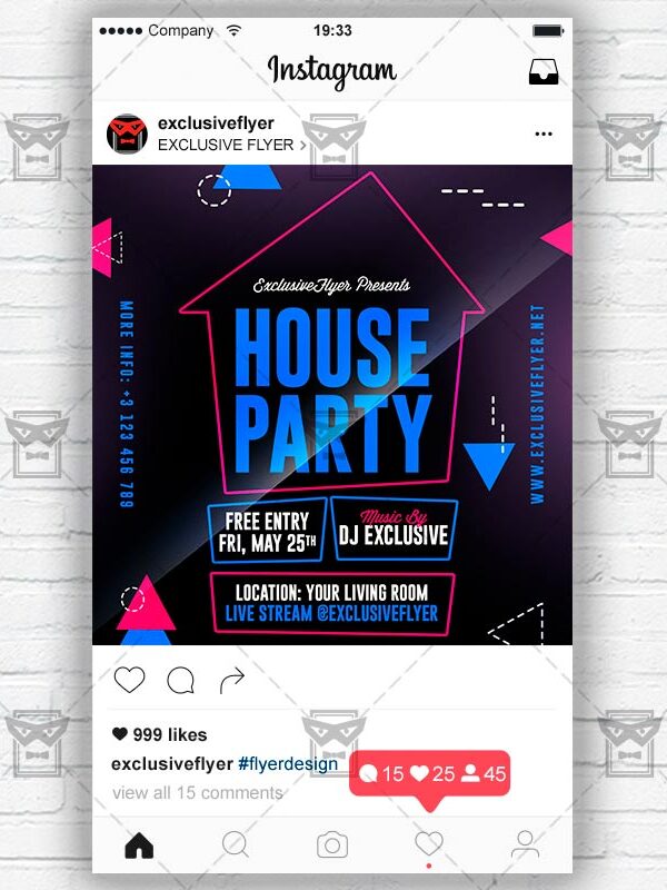 Stay Home Party Flyer PSD - Optimized for Instagram