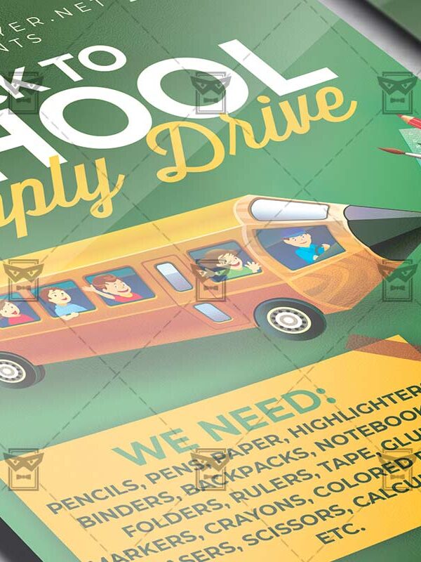 Back to School Supply Drive - Flyer PSD Template