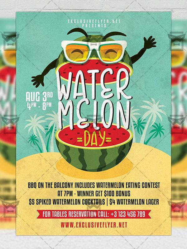 National Watermelon Day - Flyer PSD Template
