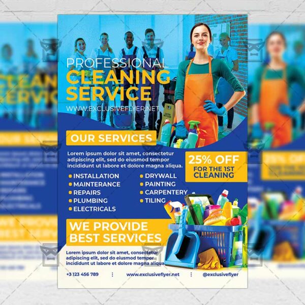 Professional Cleaning Service - Flyer PSD Template