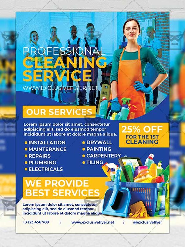 Professional Cleaning Service - Flyer PSD Template