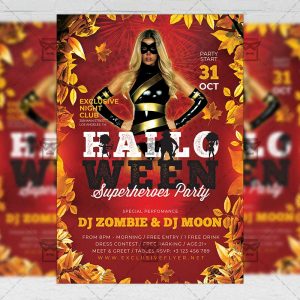 Halloween Superheroes Party - Flyer PSD Template