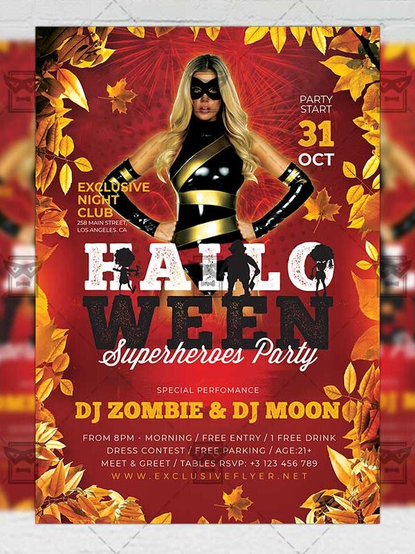 Halloween Superheroes Party - Flyer PSD Template