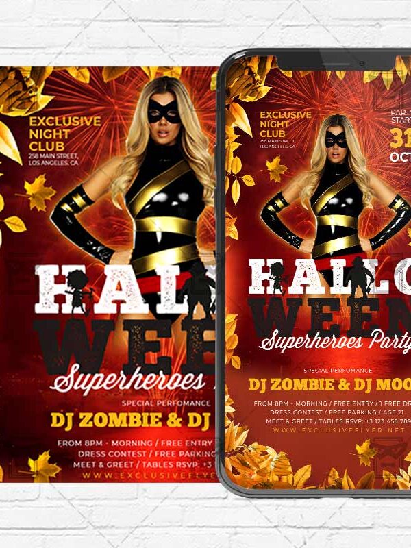Halloween Superheroes Party - PSD Templates for Instagram