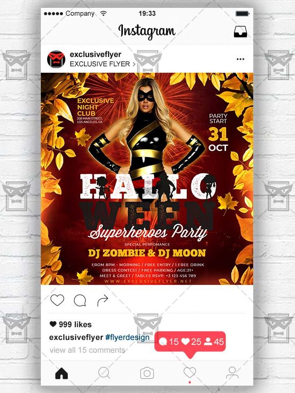 Halloween Superheroes Party - PSD Templates for Instagram