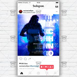 Techno Party - Instagram Post and Stories PSD Template