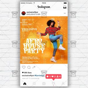 Afro House Party - Instagram Post and Stories PSD Template