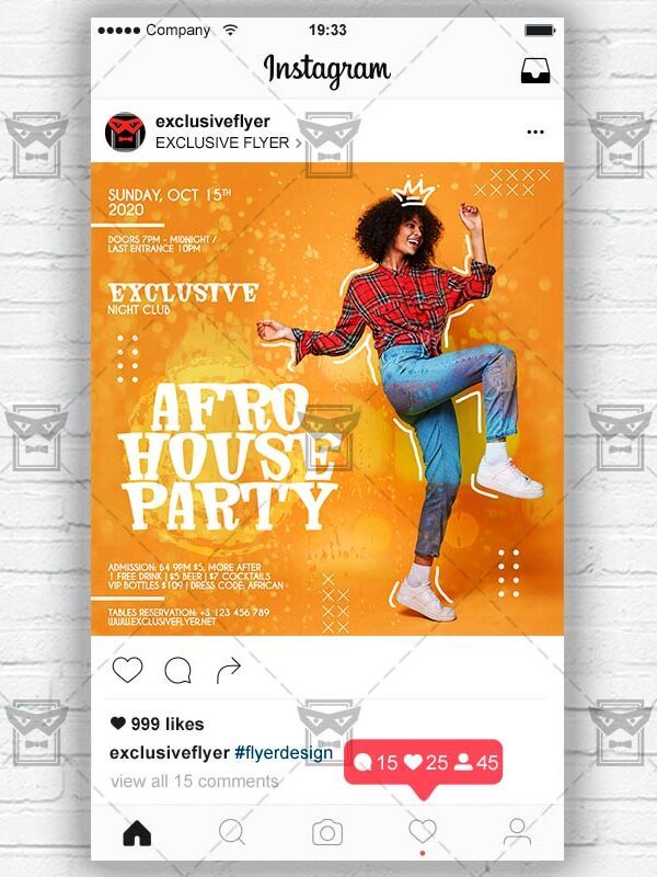 Afro House Party - Instagram Post and Stories PSD Template