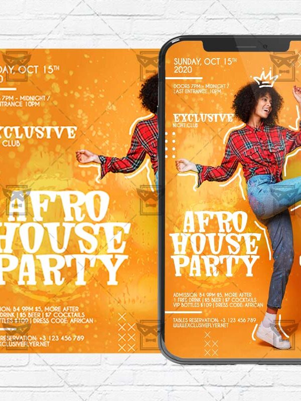 Afro House Party - Instagram Post and Stories PSD Template