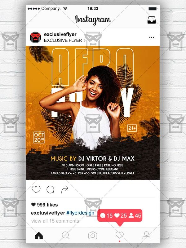Afro Party - Instagram Post and Stories PSD Template