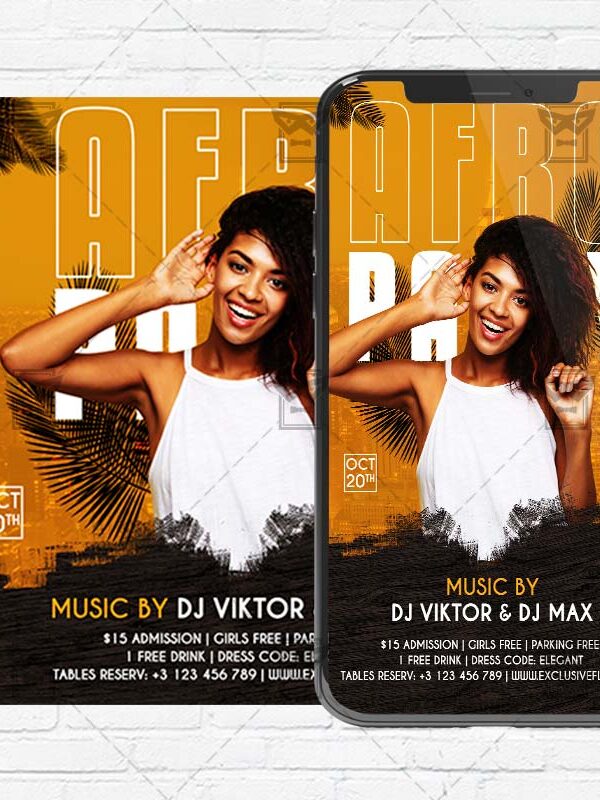 Afro Party - Instagram Post and Stories PSD Template