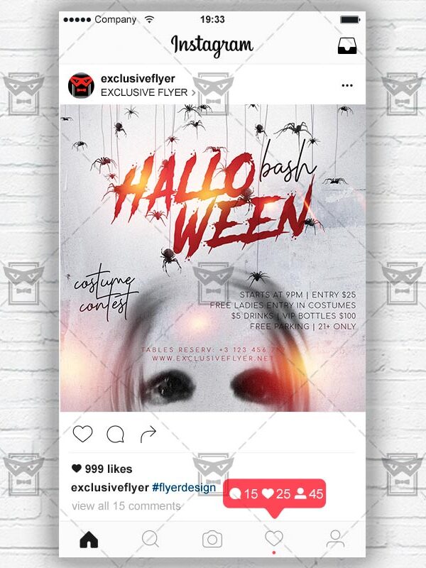 Halloween Bash - Instagram Post and Stories PSD Template