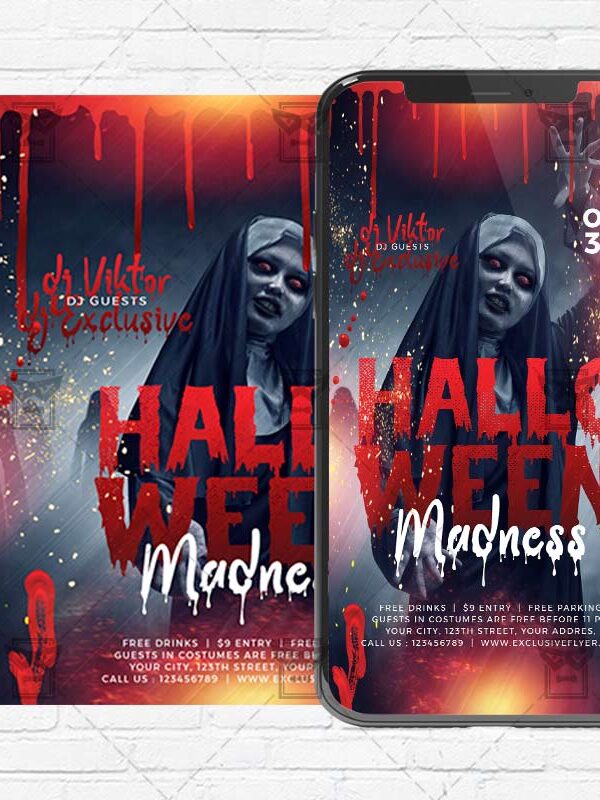 Halloween Madness - Instagram Post and Stories PSD Template