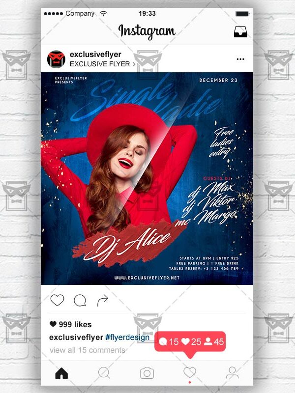 Single Ladies - Instagram Post and Stories PSD Template