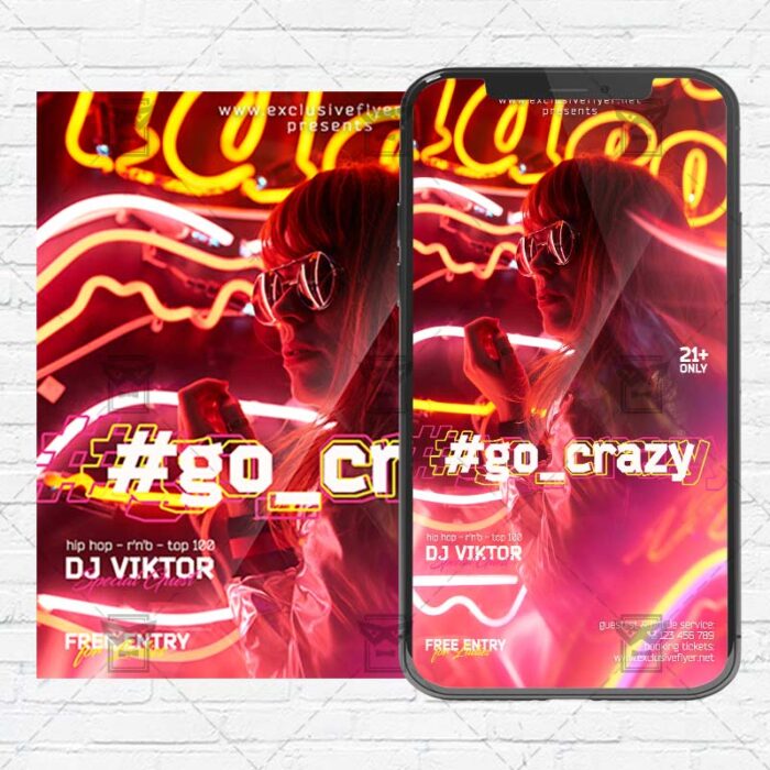 Go Crazy Night - Instagram Post and Stories PSD Template