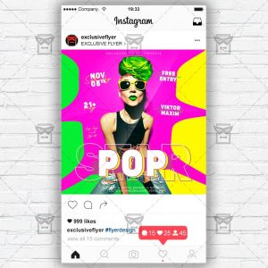 Pop Star - Instagram Post and Stories PSD Template
