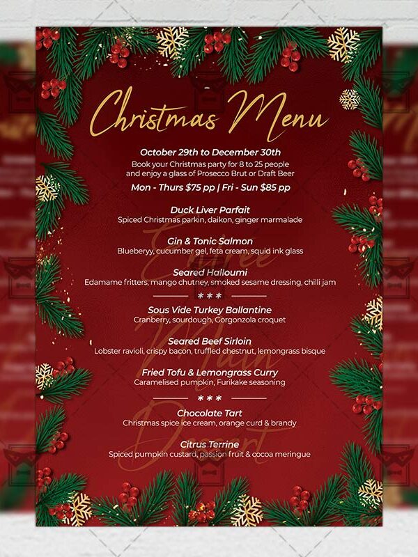 Christmas Menu Set - Flyer PSD Template
