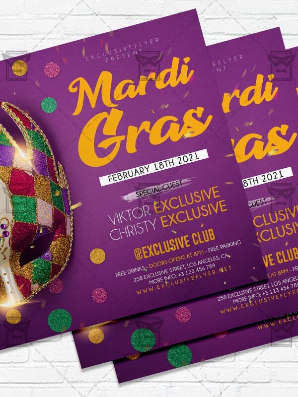 Mardi Gras- Flyer PSD Template
