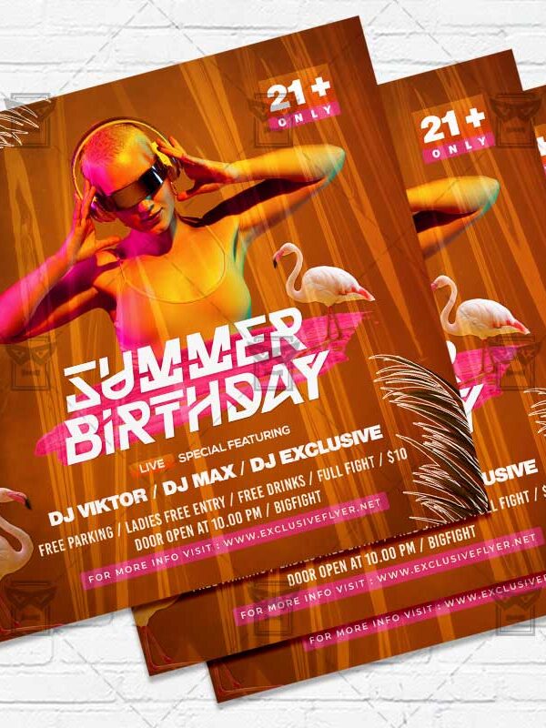 Summer Birthday - Flyer PSD Template