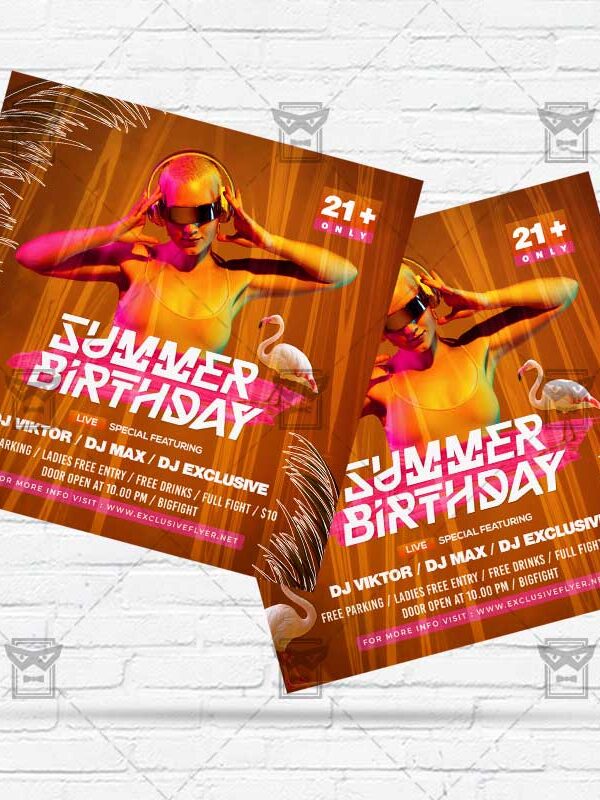 Summer Birthday - Flyer PSD Template