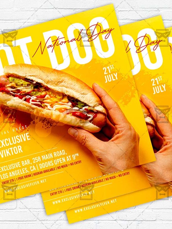 National Hot Dog Day - Flyer PSD Template
