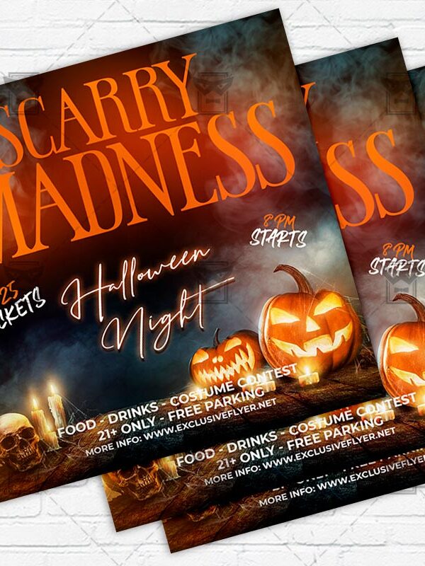 Scarry Madness - Flyer PSD Template | ExclusiveFlyer