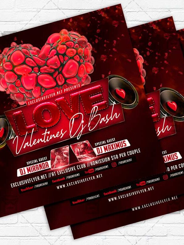 Valentines Dj Bash - Flyer PSD Template | ExclusiveFlyer
