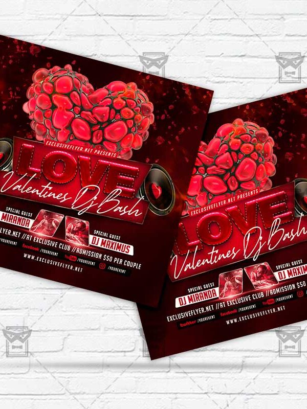Valentines Dj Bash - Flyer PSD Template | ExclusiveFlyer