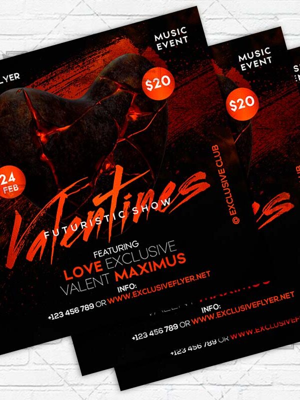 Valentines Futuristic Show - Flyer PSD Template | ExclusiveFlyer
