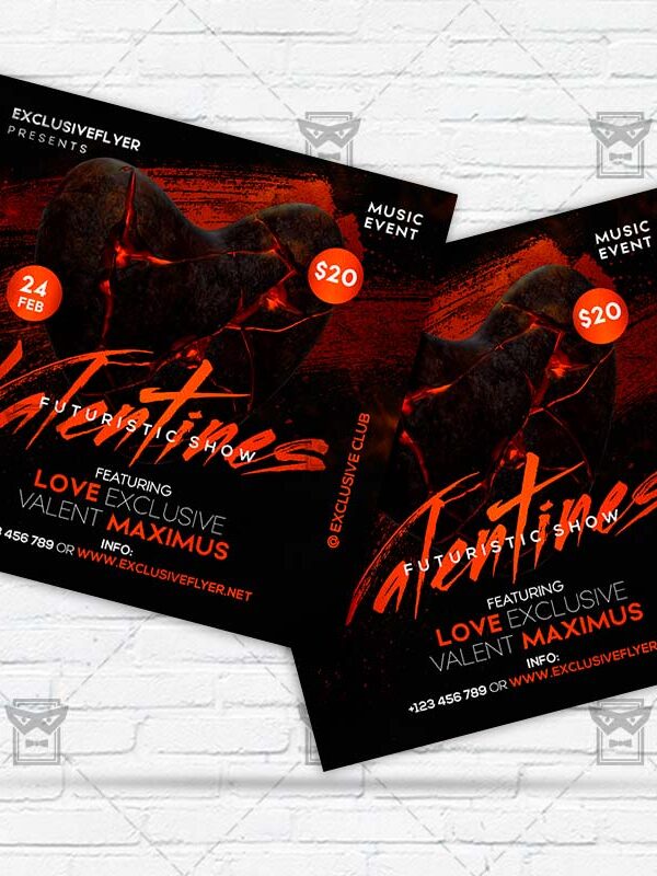 Valentines Futuristic Show - Flyer PSD Template | ExclusiveFlyer