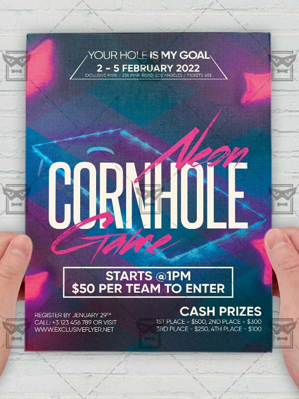 Neon Cornhole Game - Flyer PSD Template | ExclusiveFlyer