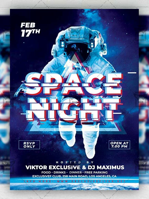 Space Night - Flyer PSD Template | ExclusiveFlyer