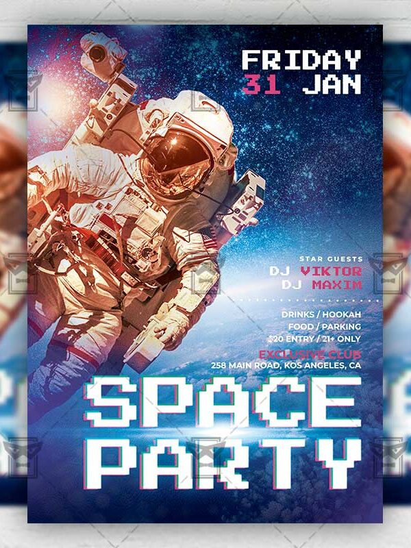 Space Party - Flyer PSD Template | ExclusiveFlyer