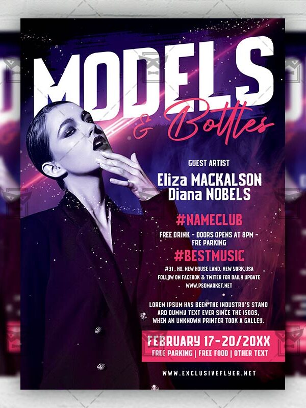Models and Bottles Night - Flyer PSD Template | ExclusiveFlyer