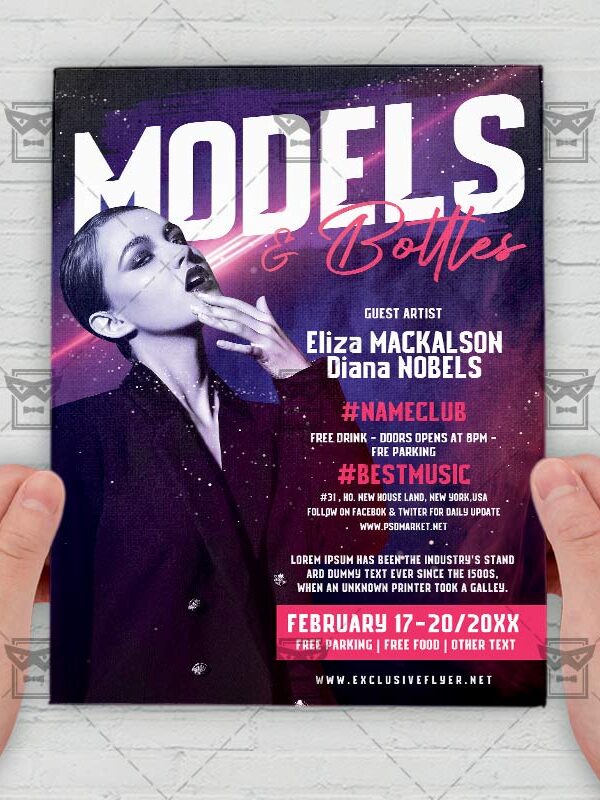 Models and Bottles Night - Flyer PSD Template | ExclusiveFlyer