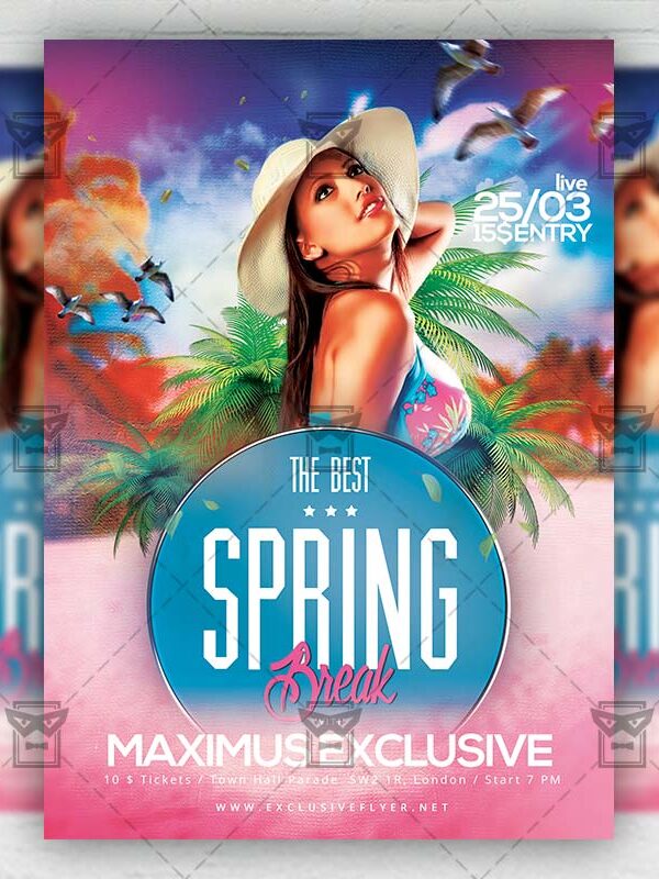Spring Break - Flyer PSD Template | ExclusiveFlyer